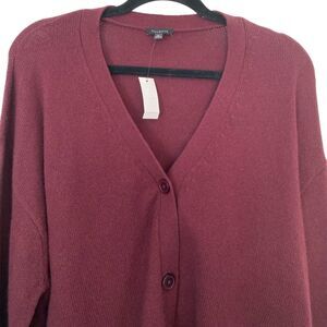 NWT TALBOTS Burgundy Wool Blend V-Neck Button Down Cardigan Size X-Large